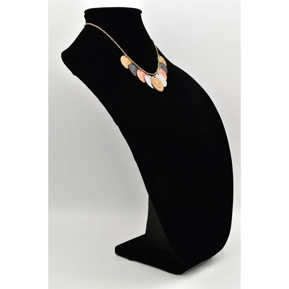 Vintage Coin Collar Necklace Multi-Tone Metal Dangle Silver Copper Gold BinA17